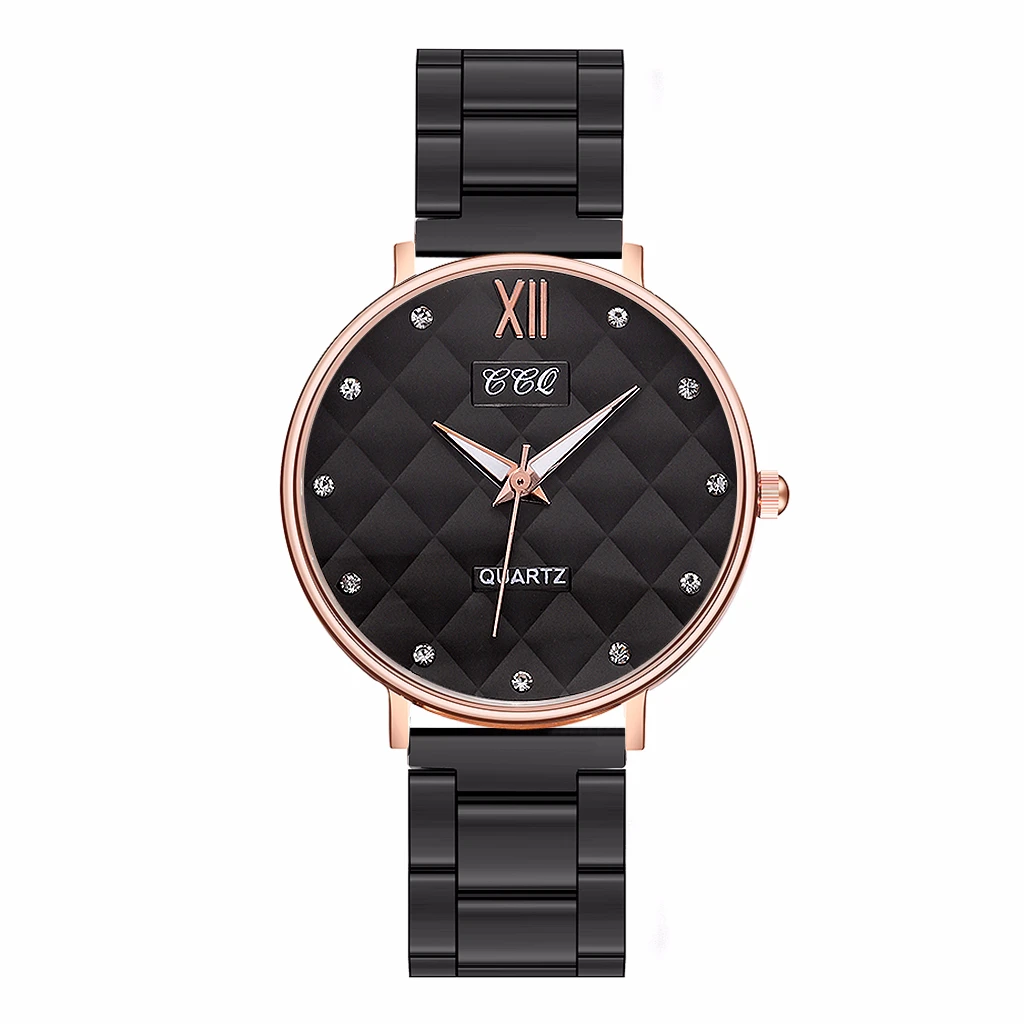 Часы CCQ женские из нержавеющей стали стразы роскошные кварцевые часы подарок