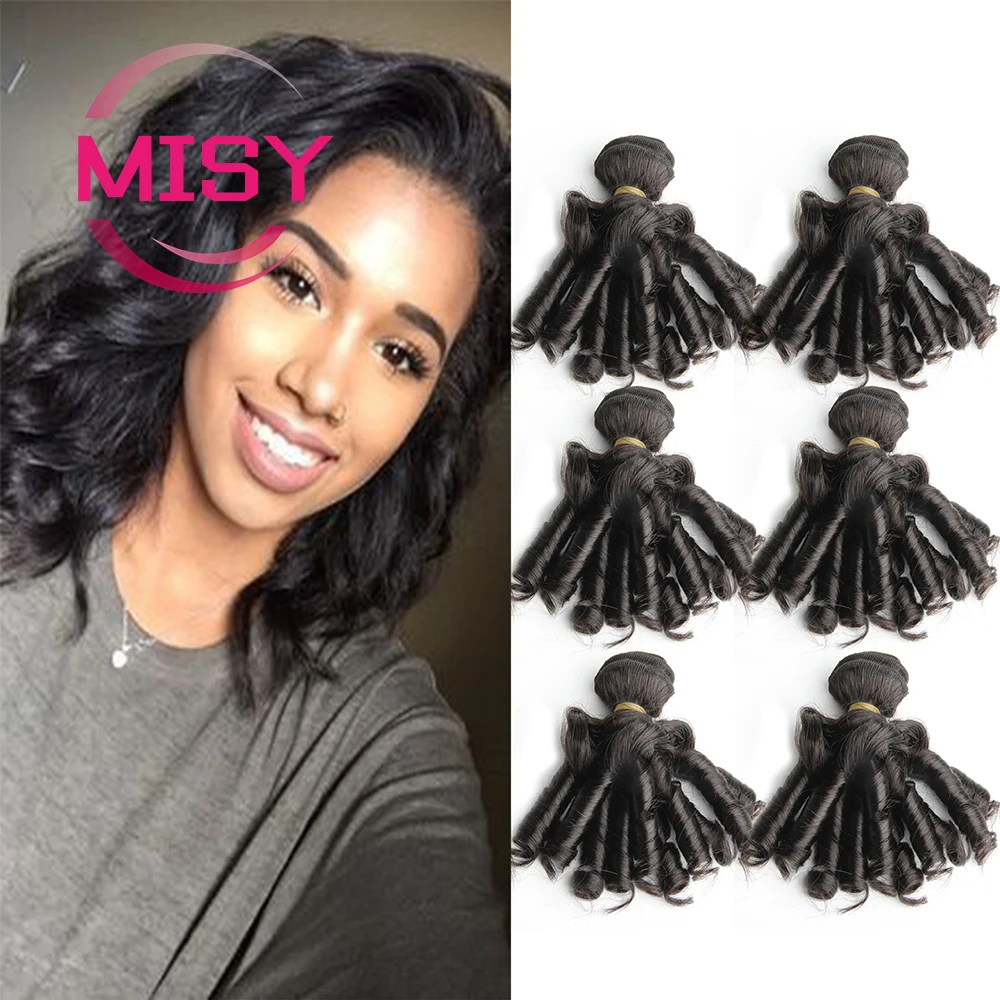 

MISY Curly Hair 6 Bundles 100% Human Hair Bundles 8 10 12 Inch Brazilian Hair Weave Bundles 1B/27/99J Hair Extensions