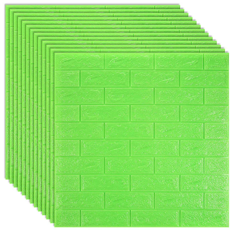GREEN 3D настенные наклейки имитация кирпича Декор для спальни водонепроницаемые самоклеящиеся обои для гостиной кухни ТВ декорации 70*77 - Цвет: GREEN