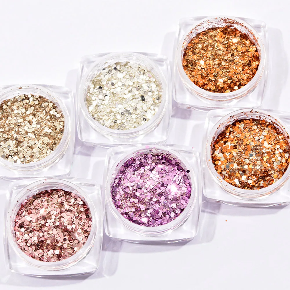 6 цветов/набор Блестки для ногтей Аврора Единорог ультра тонкий русалка