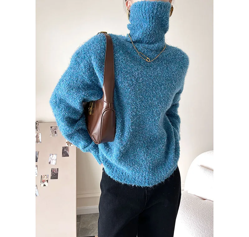 

Fashionable Turtleneck Design Sweater for Women 2021 New Autumn and Winter Loose and Lazy Style Outerwear