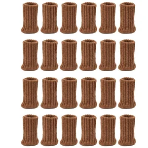 Коврик для мебели, 24 шт., Высокоэластичный защитный коврик, противоскользящий чехол для ножек стула, вязаный коврик для мебели, коричневый