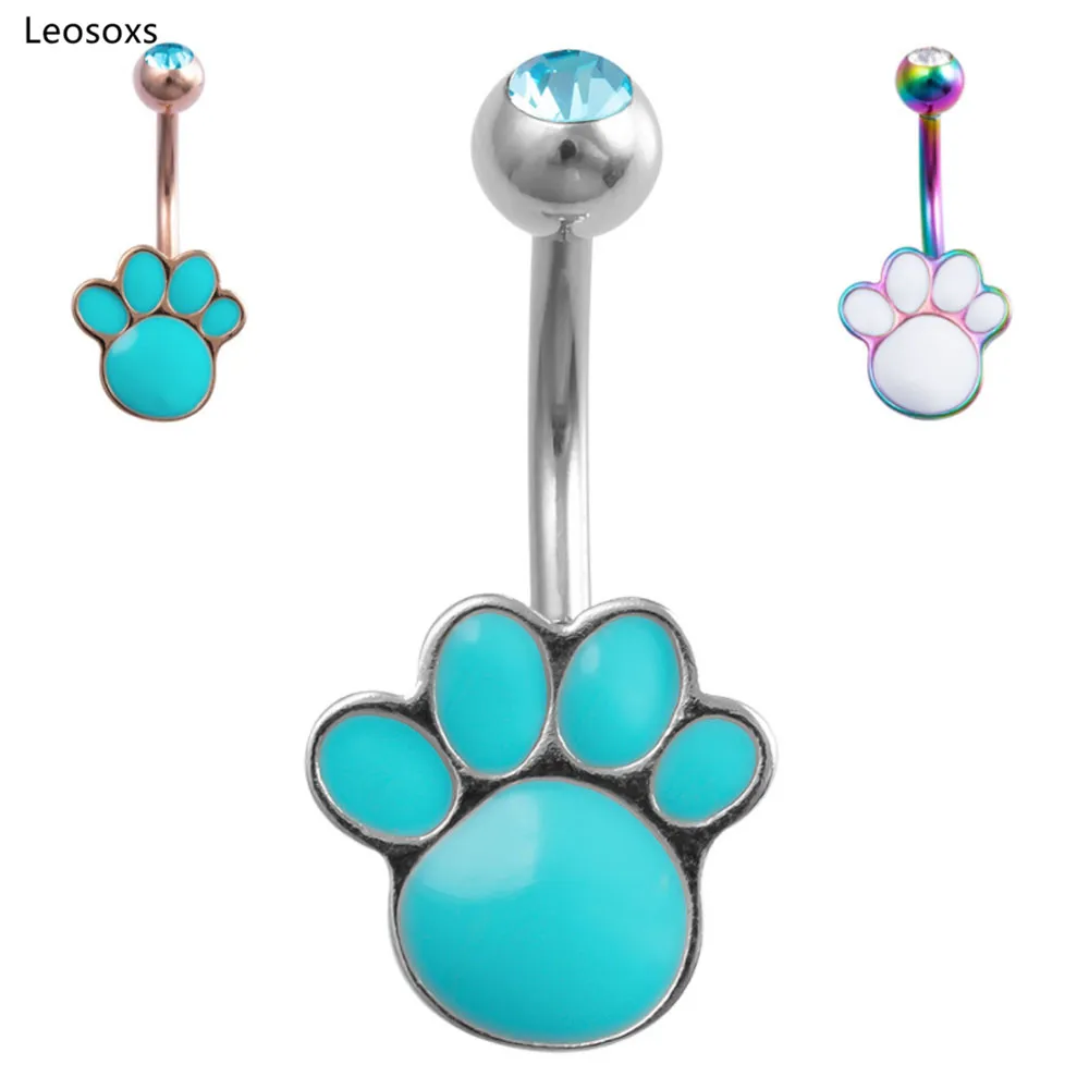 

Leosoxs 1pcs European and American Hot Style Piercing Jewelry Animal Footprints Belly Button Nail Belly Button Ring