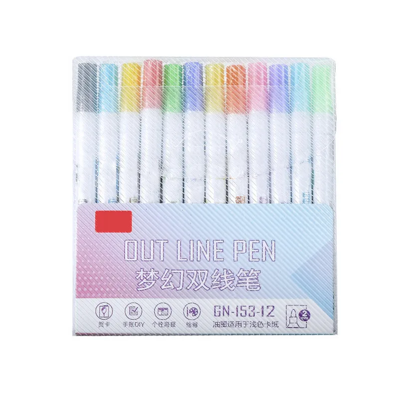 

Drawing Double Line Outline Pen Highlighter Marker 8/12 Colors Art Pen For DIY Art Crafts Coloring Painting Sketching GDeals