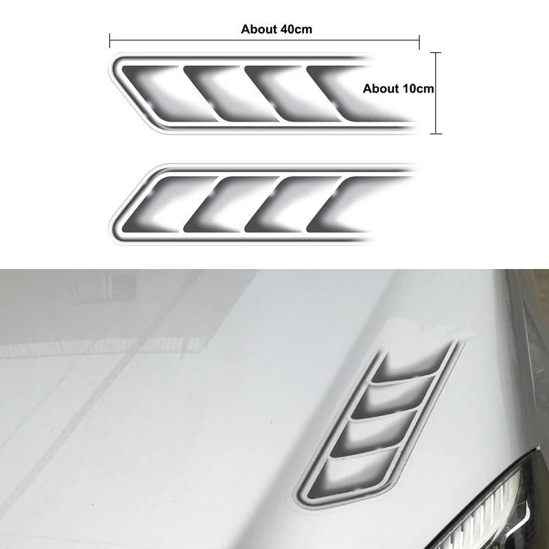 

1pair Car Styling 3D Fake Vents Decorative Outlet Side Vents Stickers Funny Decals Emblem Symbol Creative Personalized Stickers