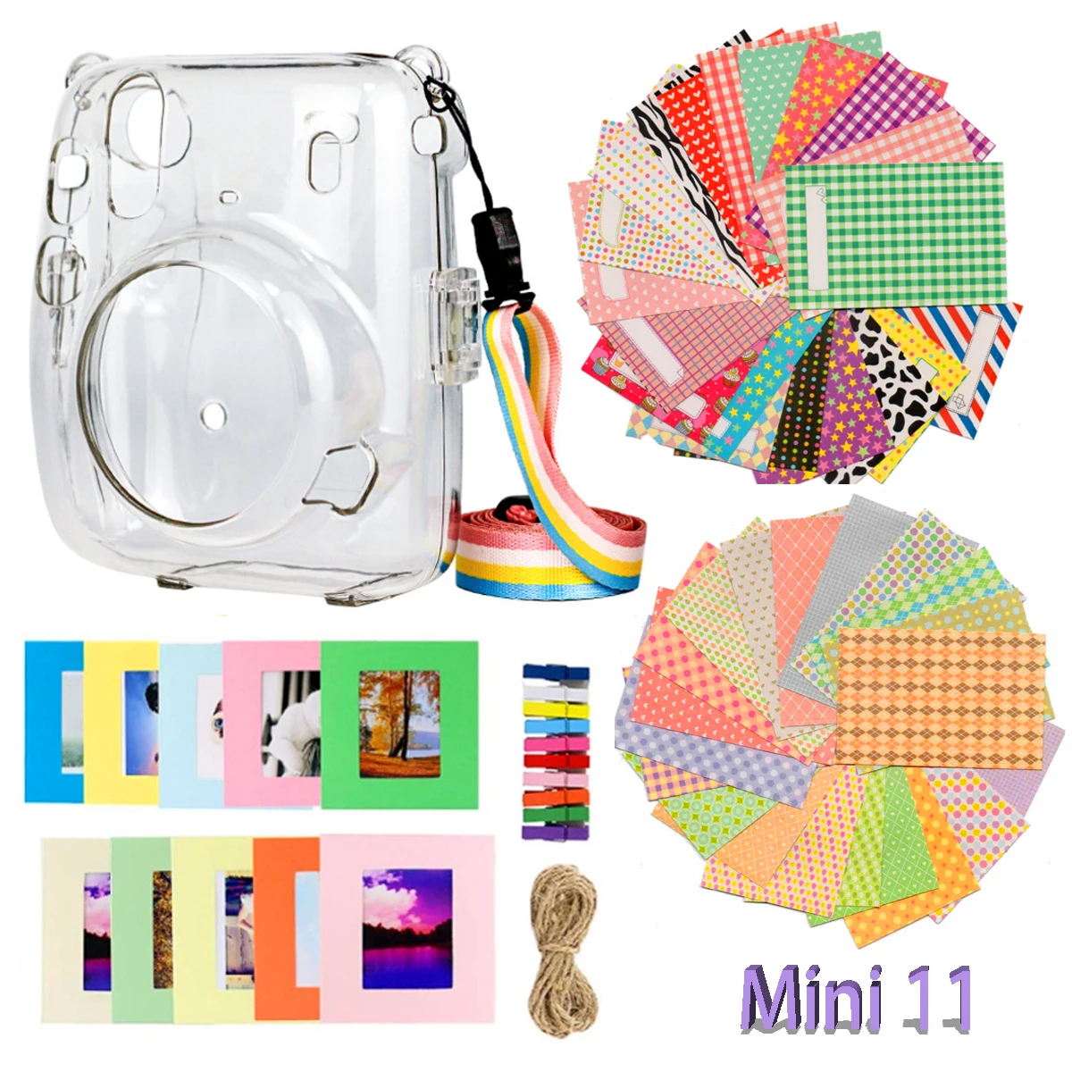 Комплект аксессуаров для камеры 6 в 1 набор Fuji Instax Mini 11 чехол с кристаллами пленка