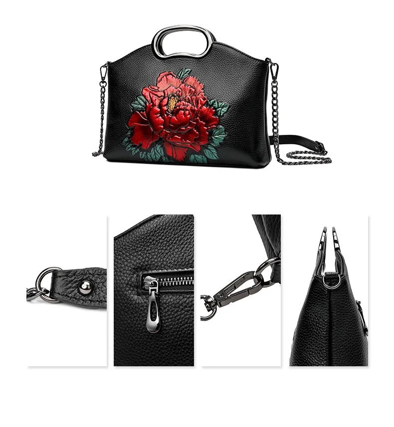 genuine leather shoulder bags for women 2020 luxury handbags designer cow bag floral ladies handbag | Багаж и сумки