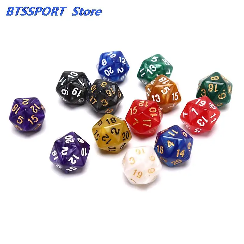 1 шт. прочные перламутровые D20 акриловые игральные кости с 20 сторон для настольной