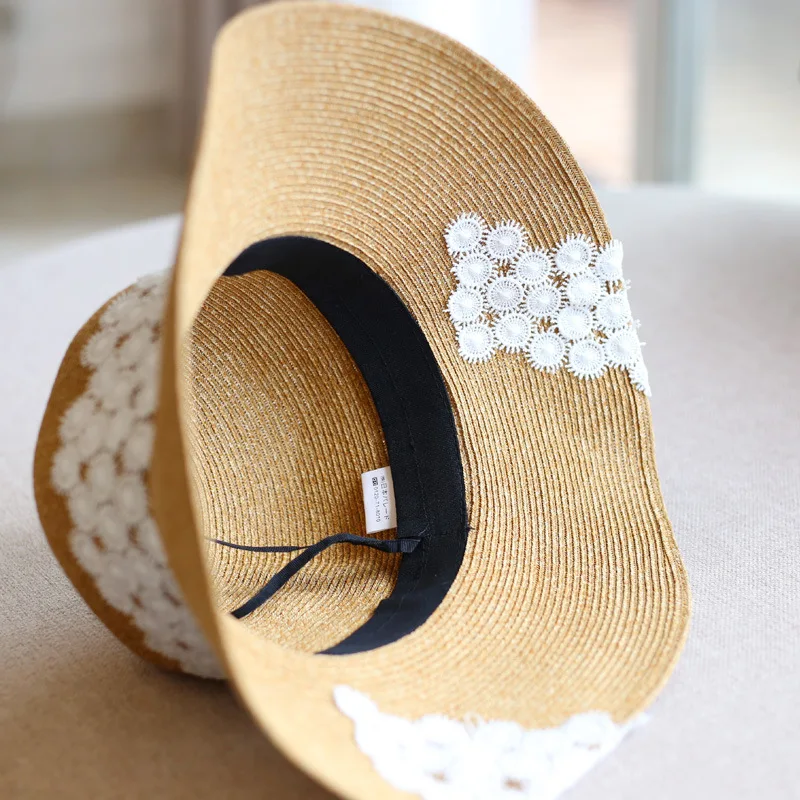 Шляпа соломенная с большими краями женская складная Панама от солнца в стиле