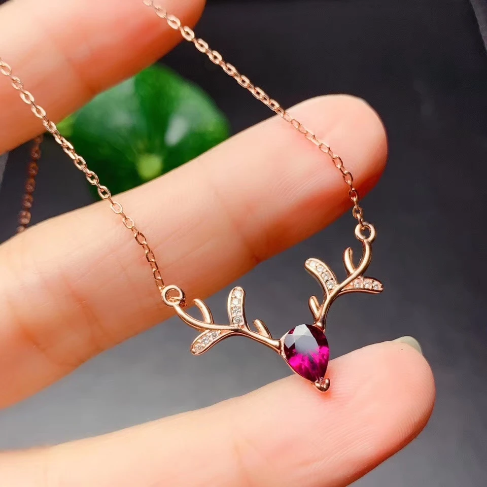 Ожерелье из серебра 925 пробы с цветным драгоценным камнем|Подвески| |