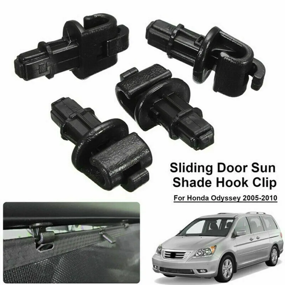 

4X Car Sun Shade Hook Clip Kit FOR Honda Odyssey 2005-2010 Sliding Door Black Rear Sliding Door Sunshade Holder Hooks