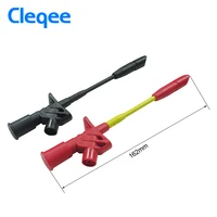 high quality cleqee p5005 2pcs 10a professional piercing needle test clips multimeter testing probe hook with 4mm socket