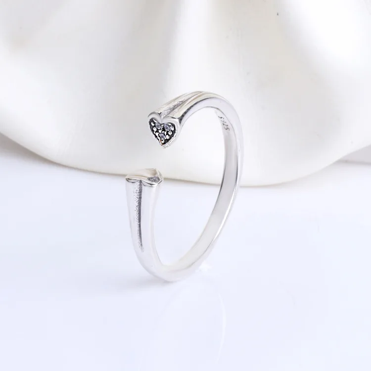 

New Open Heart 925 Sterling Silver pan Ring