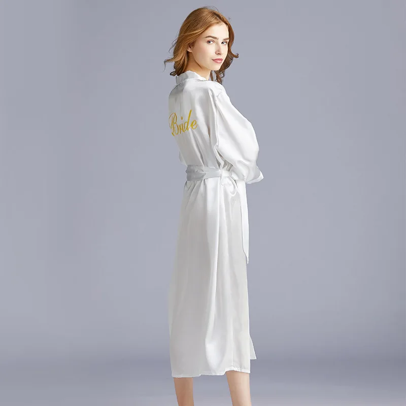 Сексуальная пижама белая Пижама Свадебные платья вышитый кардиган ночные халаты