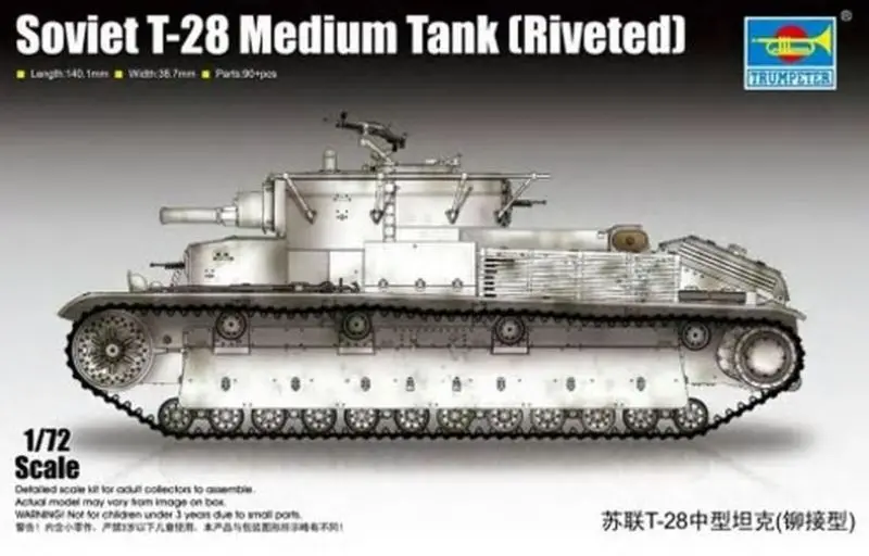 

US Stock Trumpeter 07151 1/72 Soviet T-28 Medium Tank (Riveted) Model Kit Armored Car TH08307-SMT4