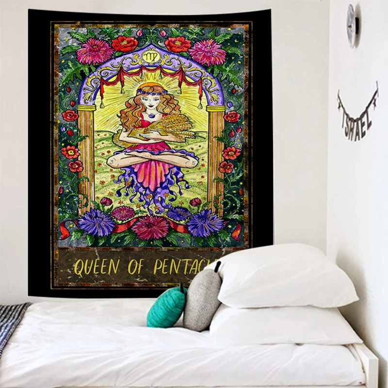 

ace of pentacle tapestry snake apple tree wall art blanket home decor sun moon cloth wall tapestry