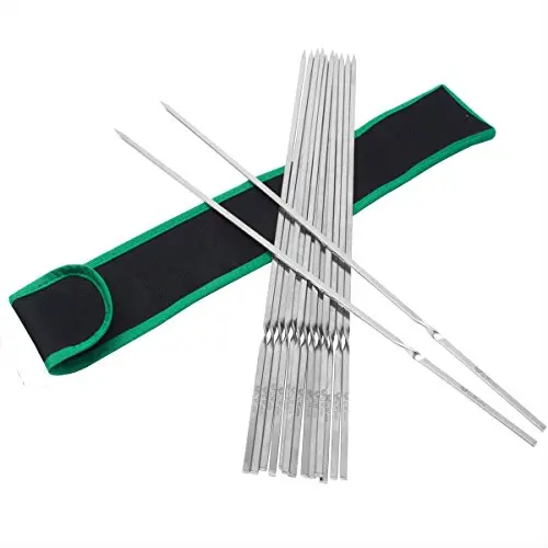 Пищевая нержавеющая сталь 304 16 дюймов Шпажки для барбекю кабаба | Дом и сад