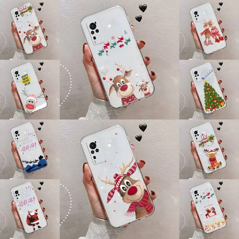 

New Year Merry Christmas Phone Case Transparent For VIVO S 9 7 6 IQOO NEO 7 5 3 Z3 Z1 X E pro Soft TPU Clear Mobile bags