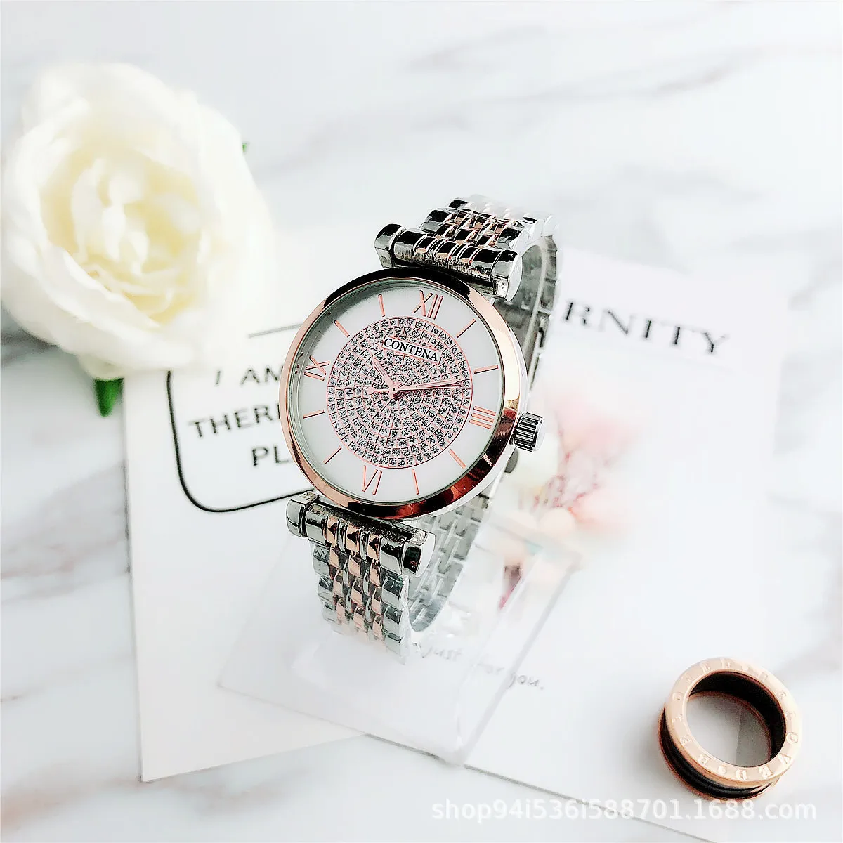 

2020 New Gypsophila Diamond Fashion Casual Ladies Watch Simple Atmosphere Women Quartz Watch Alloy Strap Single Folding Buckle