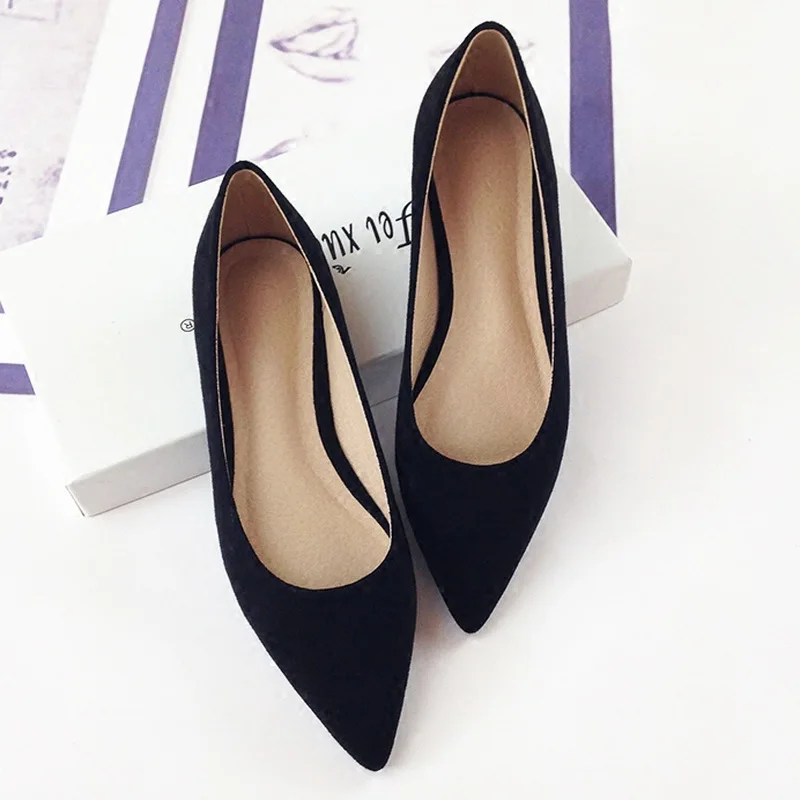 Simple Elegant Pointy Toe Soft Leather Women Flats Woman Boat Shoes Casual Ladies Ballerina Flats Plus Size31- 46