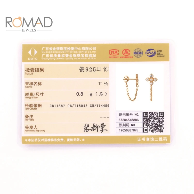 

ROMAD Tiny 925 Sterling Silver Stud Earrings 2020 New Cross Earrings Inlaid Zircon Chain Earrings Korean Jewelry Pendientes