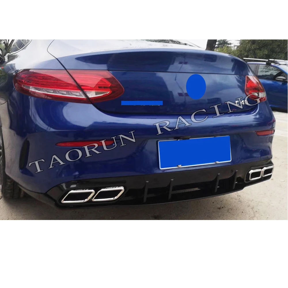 ABS задний бампер диффузор с выхлопными наконечниками для Benz W205 C205 Coupe 2DR C200 C220 C300 C43 C63 с Amg спортивный бампер