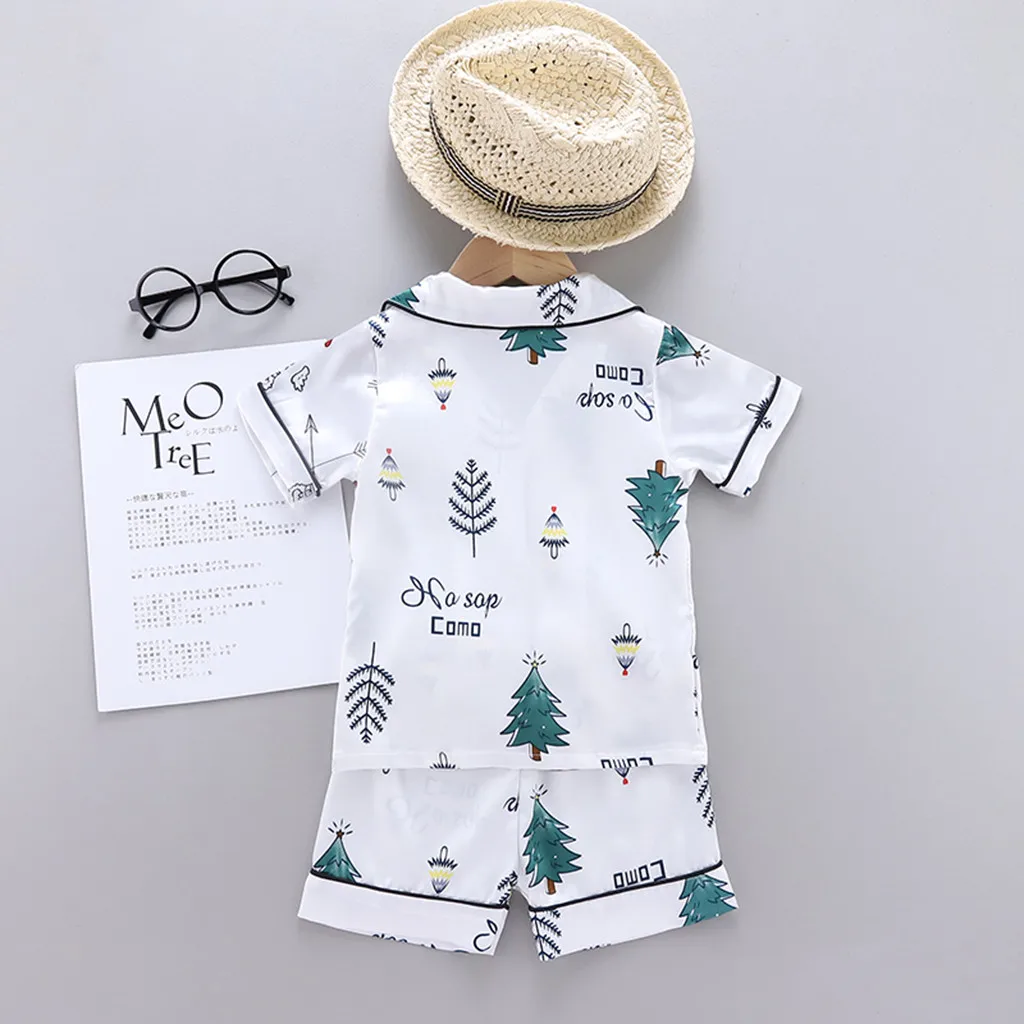 Детские пижамы для маленьких мальчиков и девочек домашняя одежда сна из гладкого