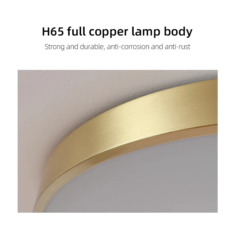 

Epinl Modern Simple Style Copper Ceiling Lamp Master Bedroom Balcony Toilet Restroom Office Round LED Warm Room Light Fixtures