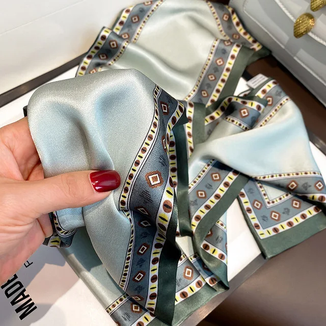 Mulberry Silk Scarf Korean New Spring and Summer Long Double-sided Double-sided Silk Scarf Thin and Narrow Neck Scarf Ribbon