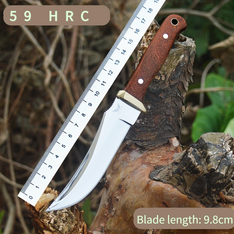 

Hysenss 7cr17mov Steel Blade 59HRC Red Sandalwood Handle for Outdoor Camping Hunting Jungle Survival Peeling Fixed Blade Knifes