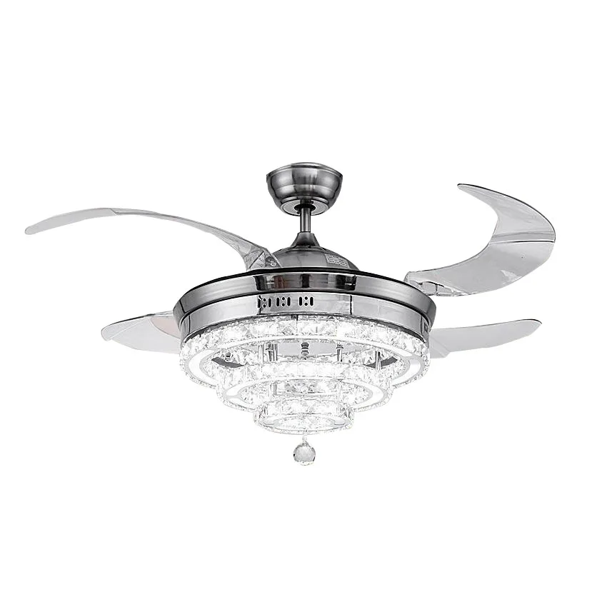 Современный хрустальный акриловый Невидимый веер в виде листьев трехцветная