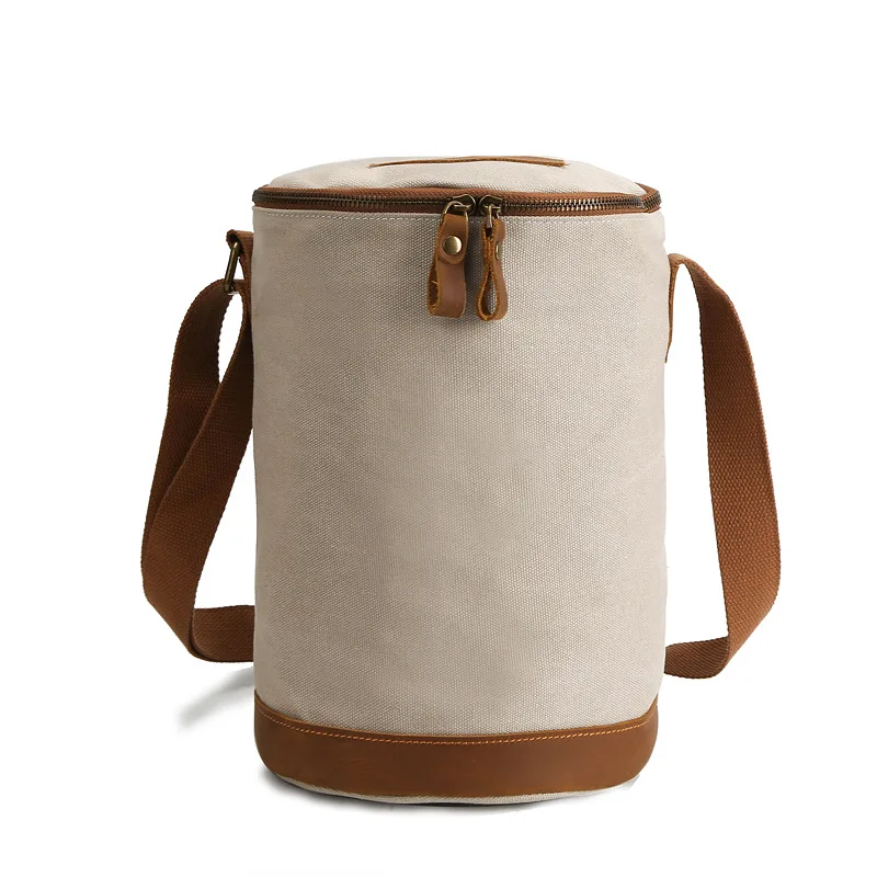 Сумка мужская холщовая из цилиндрической кожи | Багаж и сумки