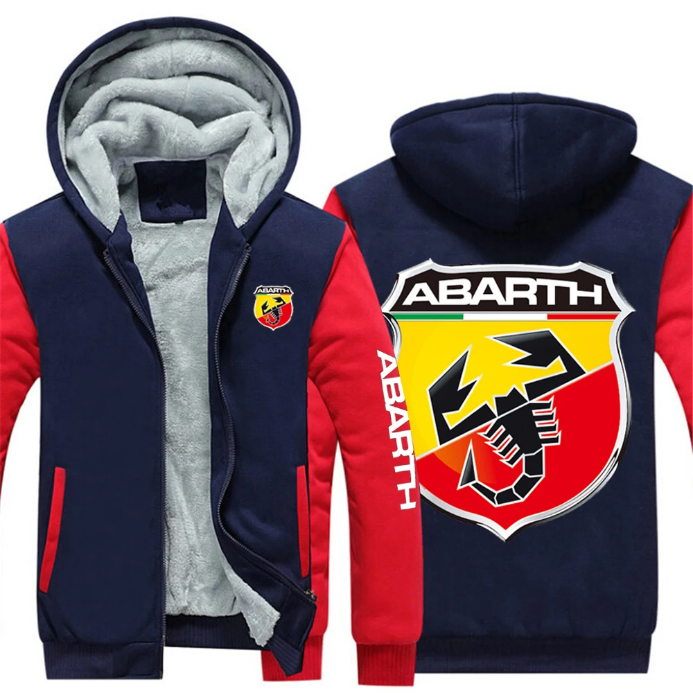 

2021 ABARTH Print Sportwear Male Cotton Flesh Man's Casual Coats Warm Tops Hoodies Zipper Thicken Fleece Jackets