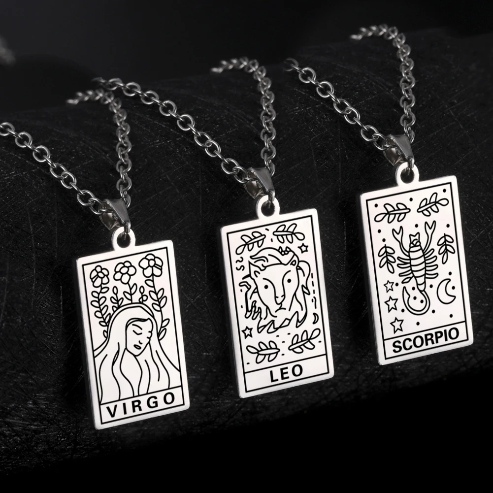 Ожерелье с подвеской в виде знаков зодиака из нержавеющей стали - купить по