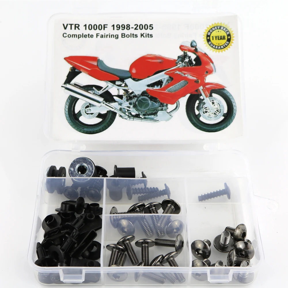 

Подходит для Honda VTR1000F VTR 1000F 1998-2005 мотоцикла, полный комплект болтов обтекателя, зажимы, гайки, винты, сталь