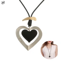 fashion silver color heart pendant long necklaces for woman suspension alloy statement jewelry decoration valentines day gift