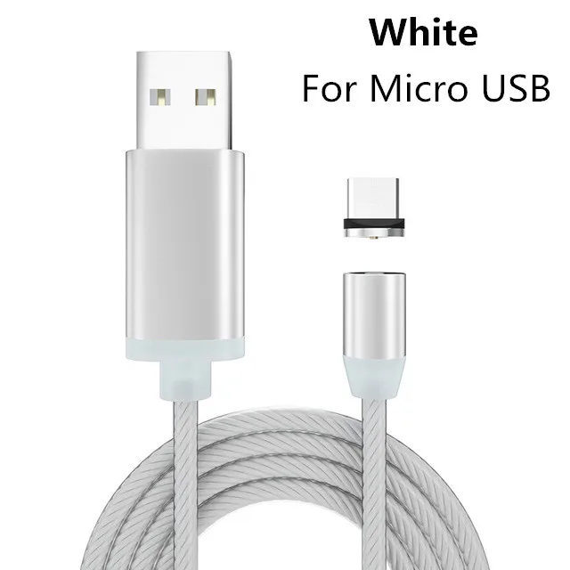 White Micro Cable 10 шт./упак. NISI 1 м 3.28ft светящийся светодиодный магнитный кабель для Lightning 8Pin-IOS микро Тип usb C Порты всеми смартфонами Зарядное устройство кабель - Цвет: White Micro Cable