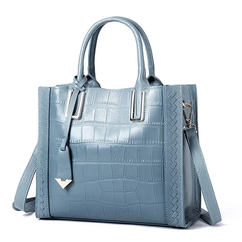 Oyixinger Women's Shoulder Bag Genuine Leather Handbag For Women 2022 New Crocodile Weave Crossbody Fashion Solid Female | Багаж и