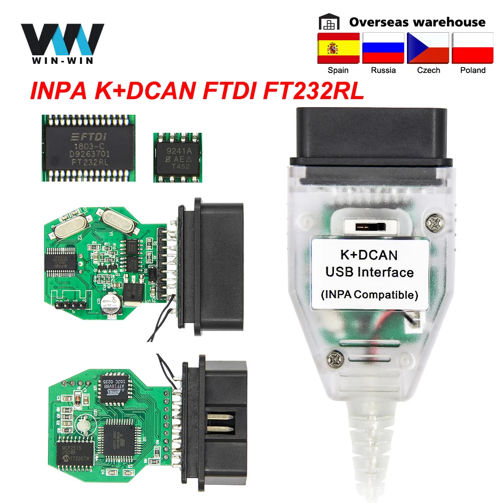 INPA K DCAN для BMW с FTDI FT232RL переключателем inpa + CAN OBD 2 Автомобильный диагностический