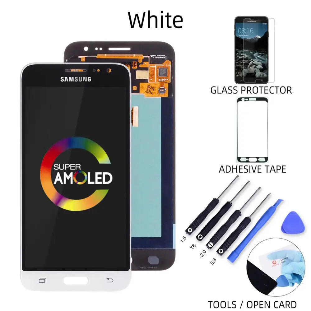AMOLED White AMOLED Дисплей для SAMSUNG J3 J320 LCD в сборе с тачскрином 5.0'' черный белый золотой - Цвет: AMOLED White