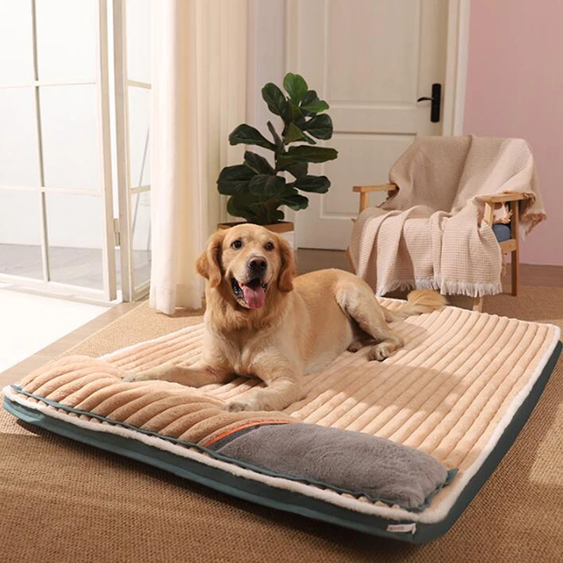 

Soft High Quality Pet Blanket Cute Stripe Solid Mat Warm and Comfortable for Cat and Dogs With Pillow Anti-bite Pet Supplies