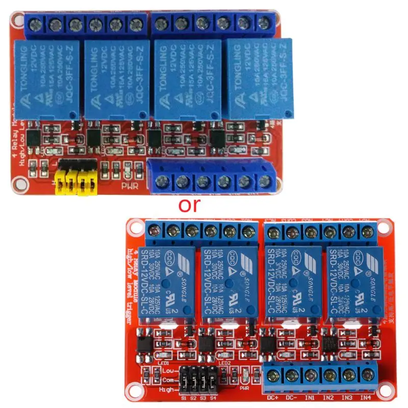 

2021 New 12V 4 Channel Relay Module with Optocoupler Isolation Supports High Low Trigger