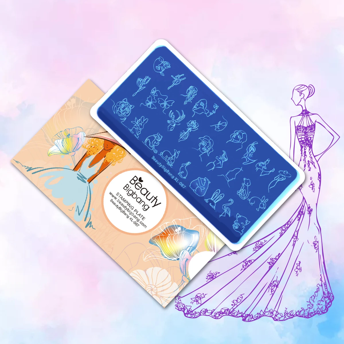 Beautybigbang пластины для стемпинга ногтей художественные Геометрические линии оленя изображение лица стиль Прямоугольные шаблонные штампы для ногтей пластины XL-087