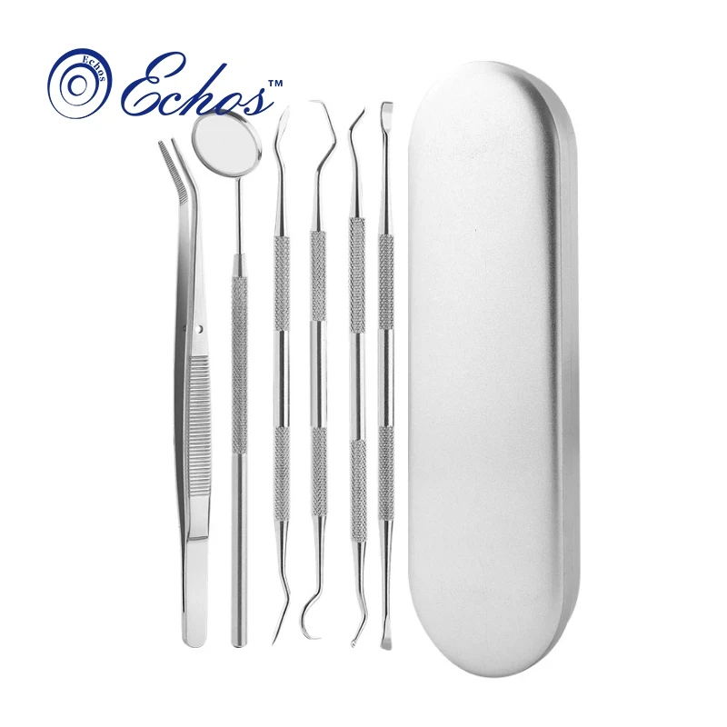 

6PCS Dental Mirror Sickle Tartar Scaler Teeth Pick Spatula Dental Laboratory Equipment Dentist Oral Care Tooth Cleaning Tool New