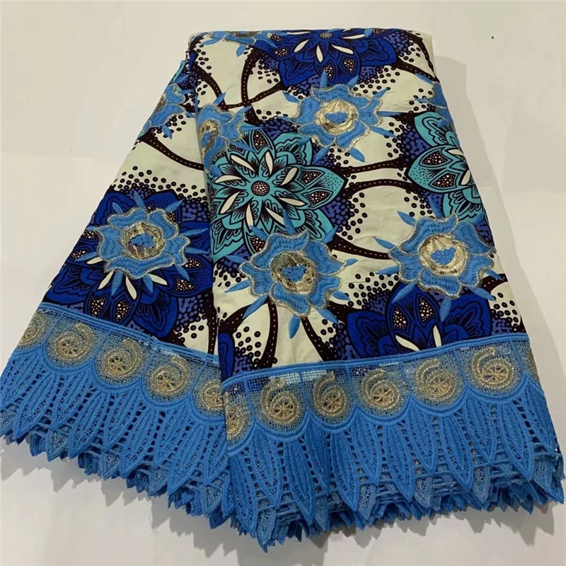 

Nice Embroidery NEWS Real Batik African 100%Cotton Wax Fabric Nigerian Ankara Jacquard Print Cloth With Cord Lace Sewing Dress