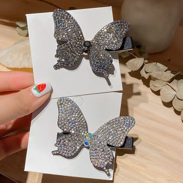 

Бабочка флэш Бриллиантовая заколка для волос заколка Стразы Бабочка челка зажим для боковой зажим для девочек женские аксессуары для волос...