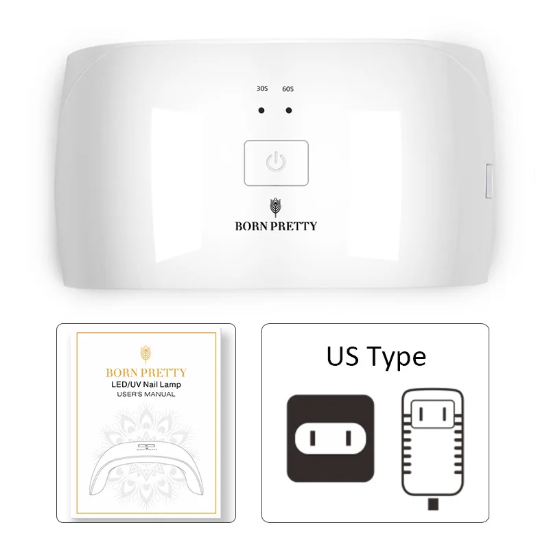 24w White US Type От BORN PRETTY-светодиодная УФ-лампа для ногтей для сушки всех видов Гель-лак для ногтей 72/48/36/30/24/6W для ногтей Сушилка для ногтей Маникюр нейл-арта - Цвет: 24w White US Type