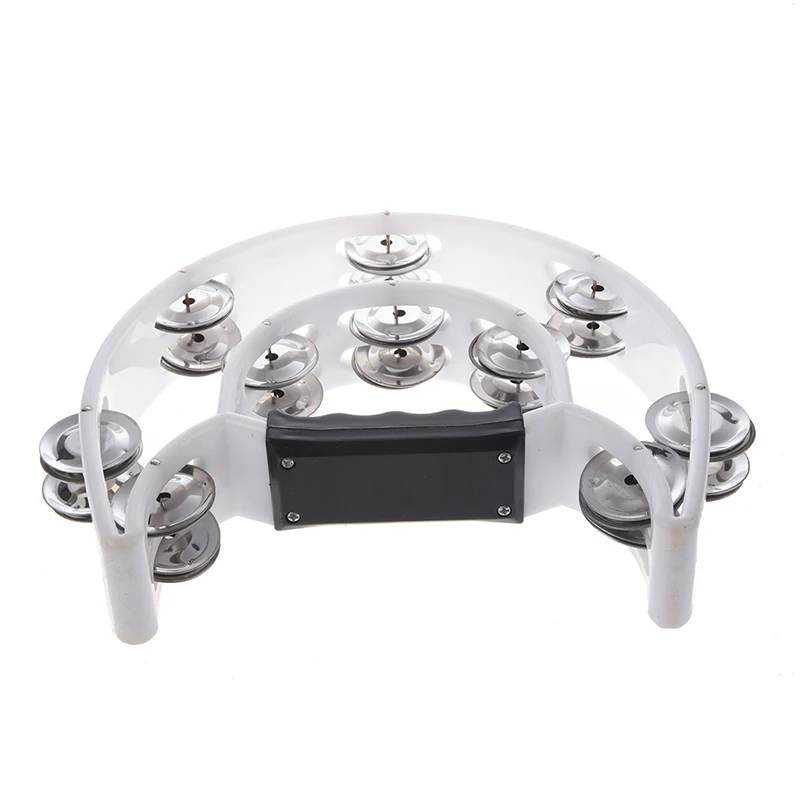 

New Singer Tambourine Percussion Drum Grip Handle-32 Jingles Half Moon