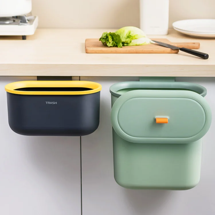 

Food Nordic Trash Can Cute Plastic Hanging Kitchen Simple Rectangular Creative Trash Can Luxury Cubo Basura Home Products DG50WB