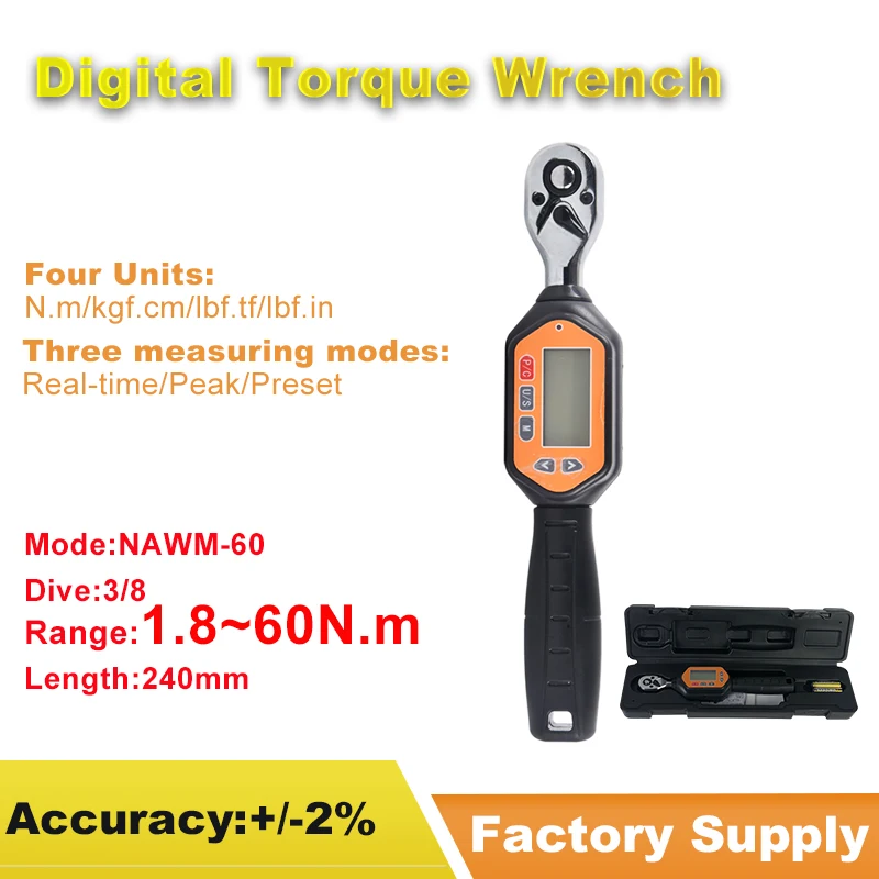 60Nm Digital Torque Wrench Mini 2% Accuracy Professional Bike Car Repair Digital Torque Wrench Tools